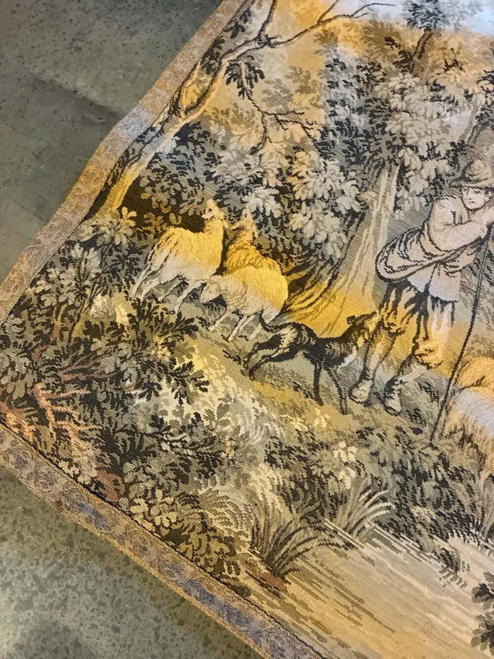 Vintage French Pastoral Scene Woven Jacquard Wall Tapestry